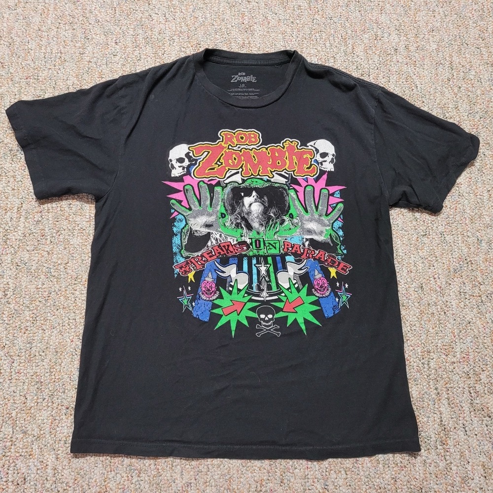 Rob Zombie‎  Shirt Mens Large Black Freaks on Parade Concert Graphic Band Tee